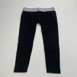GYMSHARK Crop Capri Leggings Black Purple Secure waistband Stretchy Size Small